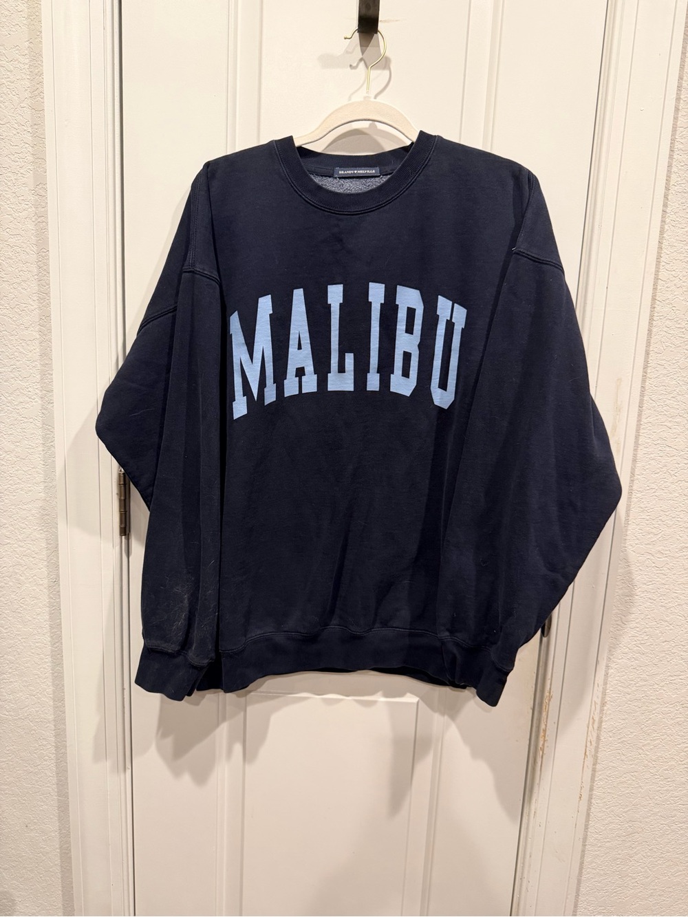 Brandy Melville Malibu Graphic Oversized Crewneck Sweatshirt Navy One Size